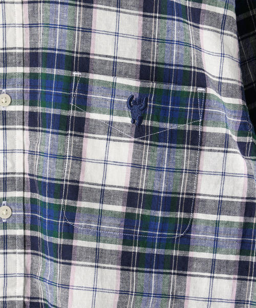 coen(コーエン)の「綿麻7分袖チェックシャツ(シャツ/ブラウス・メンズ・ネイビー/レッド・LARGE/SMALL/MEDIUM/X-LARGE)」の7枚目の写真