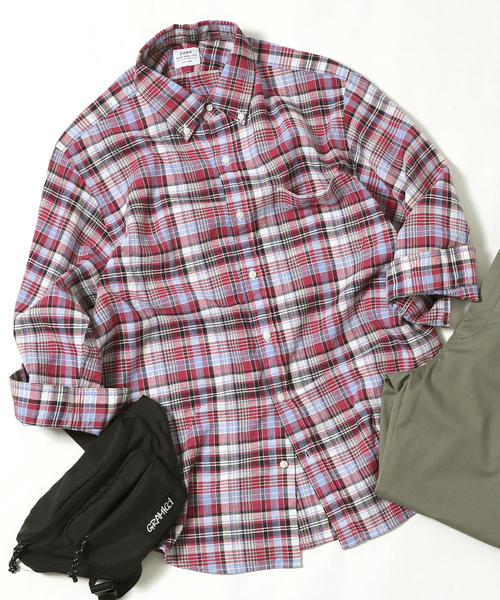 coen(コーエン)の「綿麻7分袖チェックシャツ(シャツ/ブラウス・メンズ・ネイビー/レッド・LARGE/SMALL/MEDIUM/X-LARGE)」の13枚目の写真