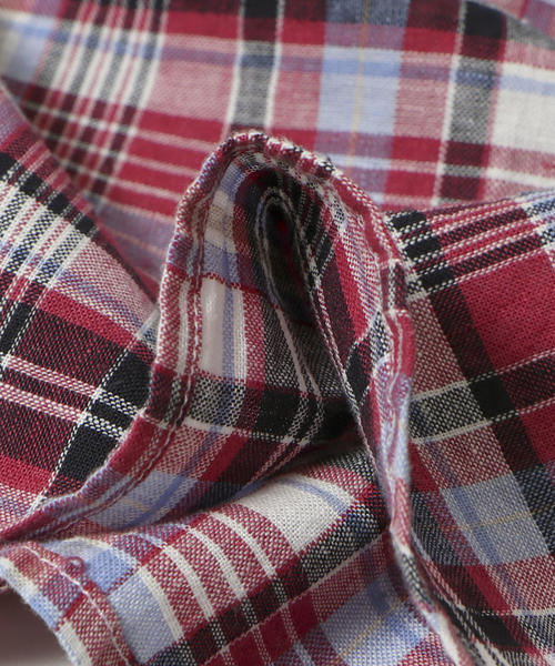 coen(コーエン)の「綿麻7分袖チェックシャツ(シャツ/ブラウス・メンズ・ネイビー/レッド・LARGE/SMALL/MEDIUM/X-LARGE)」の16枚目の写真