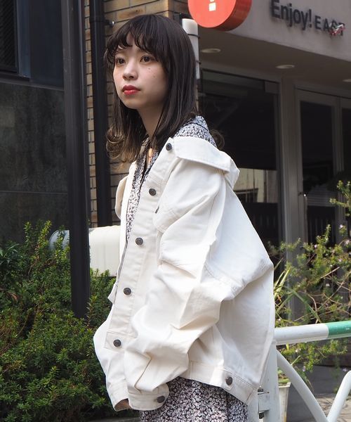 tiptop（ティップトップ）の「2020SS バックボタンビッグGジャン（その他アウター・レディース・カーキ/オフホワイト/ベージュ/ブルー/ブラック・FREE）」の8枚目の写真