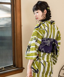 綿　浴衣　シンプル　縞 綿 浴衣 シンプル 縞 縞しじら織り浴衣 3点セット【浴衣＋帯