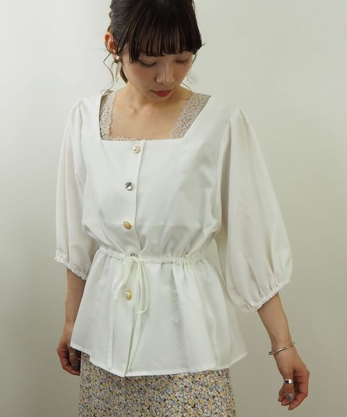 tiptop(ティップトップ)の「キラキラボタンスクエアネックブラウス(シャツ/ブラウス・レディース・ブラウン/オフホワイト/ブラック・FREE)」の12枚目の写真
