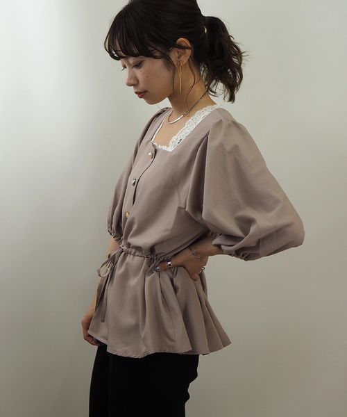 tiptop(ティップトップ)の「キラキラボタンスクエアネックブラウス(シャツ/ブラウス・レディース・ブラウン/オフホワイト/ブラック・FREE)」の9枚目の写真