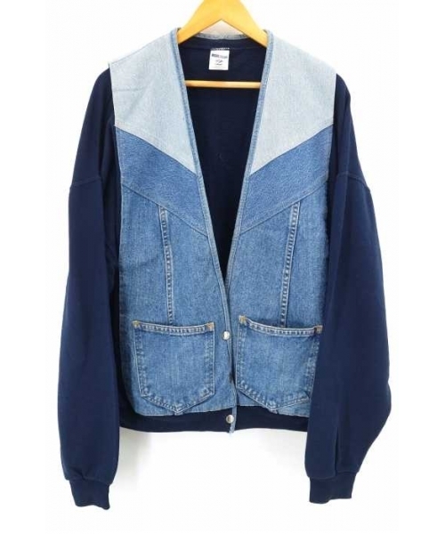 ブランド古着】90s スウェット地切替デニムカーディガン（カーディガン