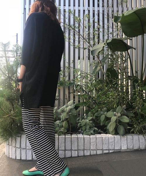 Born（ボーン）の「Born Stretch Border Easy Pants（スウェットパンツ・レディース・オフホワイト/ブラック/杢グレー/ネイビー・FREE）」の4枚目の写真