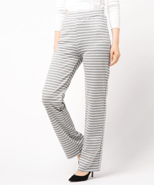 Born（ボーン）の「Born Stretch Border Easy Pants（スウェットパンツ・レディース・オフホワイト/ブラック/杢グレー/ネイビー・FREE）」の7枚目の写真