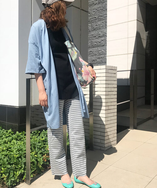 Born（ボーン）の「Born Stretch Border Easy Pants（スウェットパンツ・レディース・オフホワイト/ブラック/杢グレー/ネイビー・FREE）」の11枚目の写真