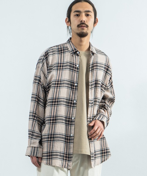 Rocky Monroe（ロッキーモンロー）の「オーバーサイズ ドロップショルダー ポプリンシャツ（シャツ/ブラウス・メンズ・ベージュ系その他/ブラック/ブルー/ブラウン系その他/ブラウン系その他2/グレー系その他/ブラック系その他/ネイビー/ブルー系その他/ブルー系その他2/ホワイト・M/L/XL）」の8枚目の写真