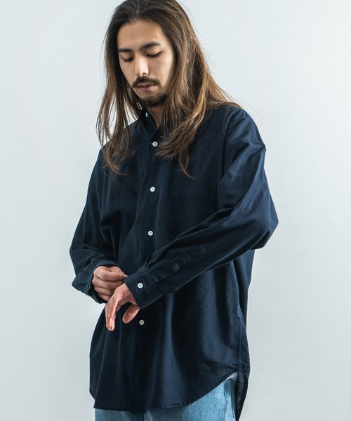 Rocky Monroe（ロッキーモンロー）の「オーバーサイズ ドロップショルダー ポプリンシャツ（シャツ/ブラウス・メンズ・ベージュ系その他/ブラック/ブルー/ブラウン系その他/ブラウン系その他2/グレー系その他/ブラック系その他/ネイビー/ブルー系その他/ブルー系その他2/ホワイト・M/L/XL）」の9枚目の写真