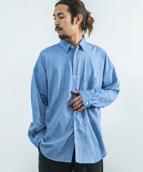 Rocky Monroe（ロッキーモンロー）の「オーバーサイズ ドロップショルダー ポプリンシャツ（シャツ/ブラウス・メンズ・ベージュ系その他/ブラック/ブルー/ブラウン系その他/ブラウン系その他2/グレー系その他/ブラック系その他/ネイビー/ブルー系その他/ブルー系その他2/ホワイト・M/L/XL）」の10枚目の写真