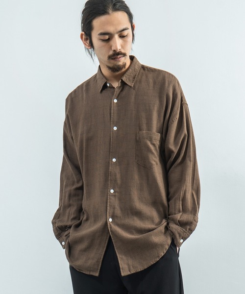 Rocky Monroe（ロッキーモンロー）の「オーバーサイズ ドロップショルダー ポプリンシャツ（シャツ/ブラウス・メンズ・ベージュ系その他/ブラック/ブルー/ブラウン系その他/ブラウン系その他2/グレー系その他/ブラック系その他/ネイビー/ブルー系その他/ブルー系その他2/ホワイト・M/L/XL）」の7枚目の写真