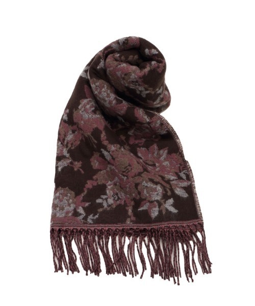 axes femme（アクシーズファム）の「バラ柄ジャカードストール（ストール/ショール・レディース・ブラウン/グレー・MEDIUM）」の2枚目の写真