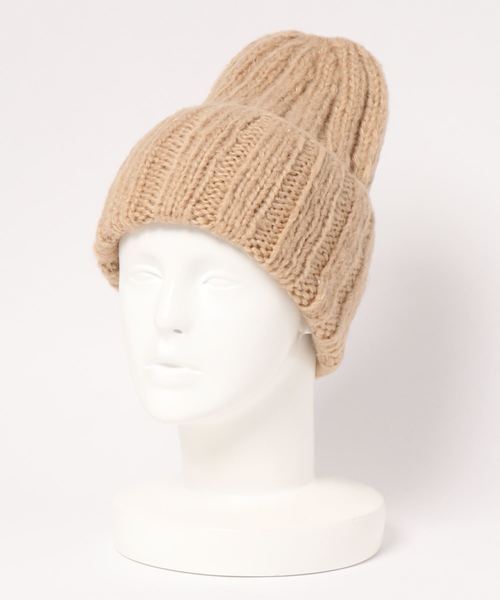 U.Q（ユウキュウ）の「リブ広ニット帽（ニットキャップ/ビーニー・レディース・チャコールグレー/ベージュ/ネイビー・FREE）」の2枚目の写真