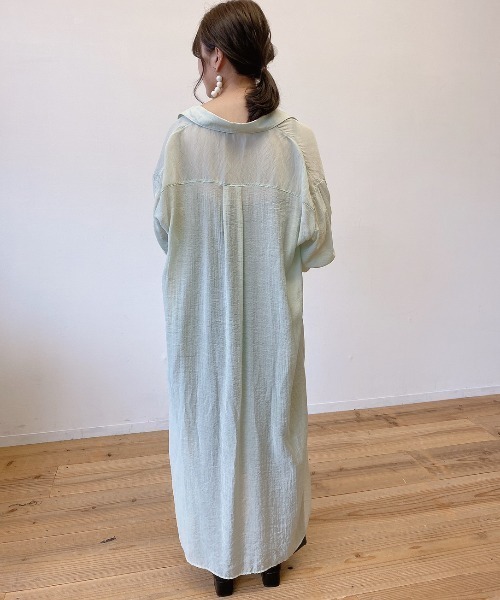 VANNIE U（ヴァニーユー）の「シアーシャツワンピース（ワンピース・レディース・ベージュ/ピンク/ブルー/チョコ/ライトグリーン・FREE）」の20枚目の写真