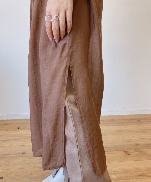 VANNIE U（ヴァニーユー）の「シアーシャツワンピース（ワンピース・レディース・ベージュ/ピンク/ブルー/チョコ/ライトグリーン・FREE）」の14枚目の写真