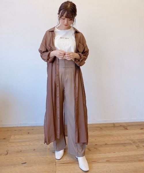 VANNIE U（ヴァニーユー）の「シアーシャツワンピース（ワンピース・レディース・ベージュ/ピンク/ブルー/チョコ/ライトグリーン・FREE）」の16枚目の写真