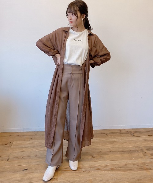 VANNIE U（ヴァニーユー）の「シアーシャツワンピース（ワンピース・レディース・ベージュ/ピンク/ブルー/チョコ/ライトグリーン・FREE）」の17枚目の写真