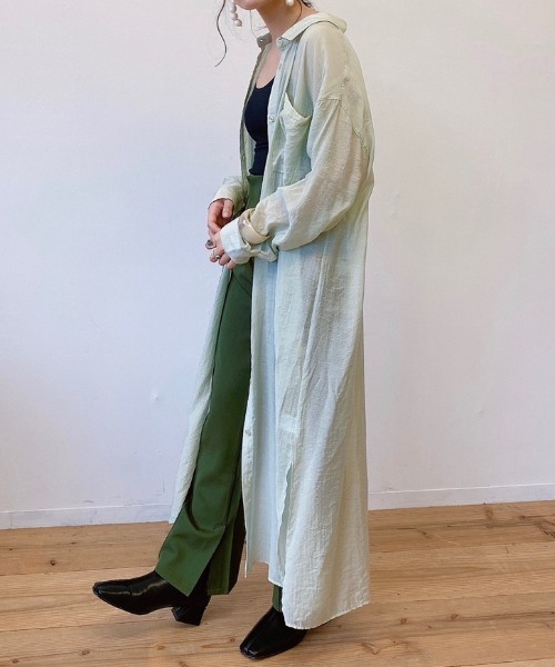 VANNIE U（ヴァニーユー）の「シアーシャツワンピース（ワンピース・レディース・ベージュ/ピンク/ブルー/チョコ/ライトグリーン・FREE）」の22枚目の写真