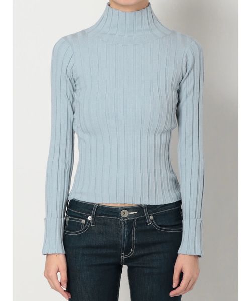 GYDA（ジェイダ）の「ハイネックタートルリブニットトップス（ニット/セーター・レディース・ブラック/オフホワイト/ブルー・FREE）」の9枚目の写真