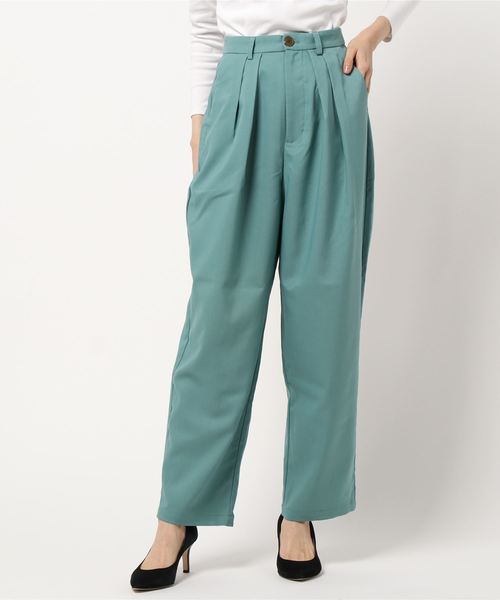 STYLEBLOCK（スタイルブロック）の「ツイルカラータックテーパードワイドパンツ（その他パンツ・レディース・ベージュ/ターコイズブルー/マスタード/ラベンダー/ライトベージュ・M）」の3枚目の写真