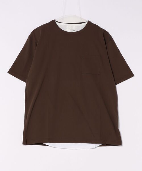 B.I.D.（ビーアイディー）の「《Bl》:ポケット付きTシャツ タンクトップアンサンブル（Tシャツ/カットソー・レディース・キャメル/ブラウン/ホワイト/ブラック・LARGE/MEDIUM）」の4枚目の写真