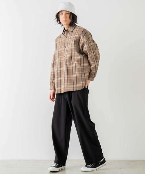 WEGO（ウィゴー）の「WEGO/【セットアップ対応商品】TRビッグシルエットチェックシャツ/シャツジャケット（シャツ/ブラウス・メンズ・ブラウン系その他2/ベージュ系その他2/ベージュ系その他3・MEDIUM/LARGE）」の4枚目の写真