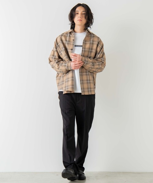 WEGO（ウィゴー）の「WEGO/【セットアップ対応商品】TRビッグシルエットチェックシャツ/シャツジャケット（シャツ/ブラウス・メンズ・ブラウン系その他2/ベージュ系その他2/ベージュ系その他3・MEDIUM/LARGE）」の9枚目の写真