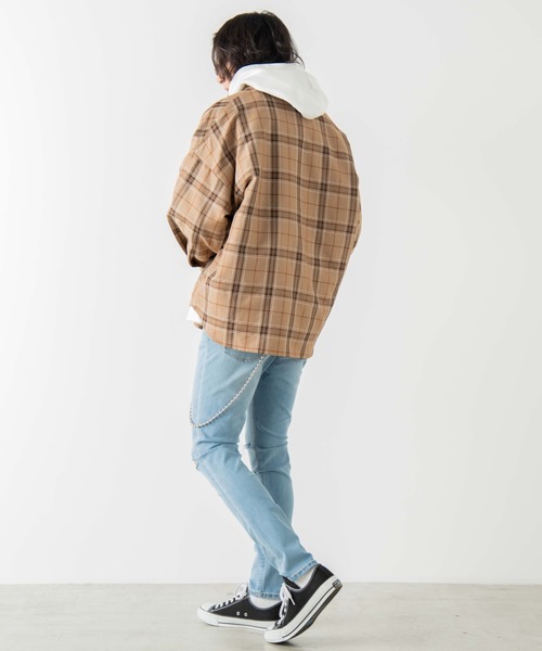 WEGO（ウィゴー）の「WEGO/【セットアップ対応商品】TRビッグシルエットチェックシャツ/シャツジャケット（シャツ/ブラウス・メンズ・ブラウン系その他2/ベージュ系その他2/ベージュ系その他3・MEDIUM/LARGE）」の12枚目の写真