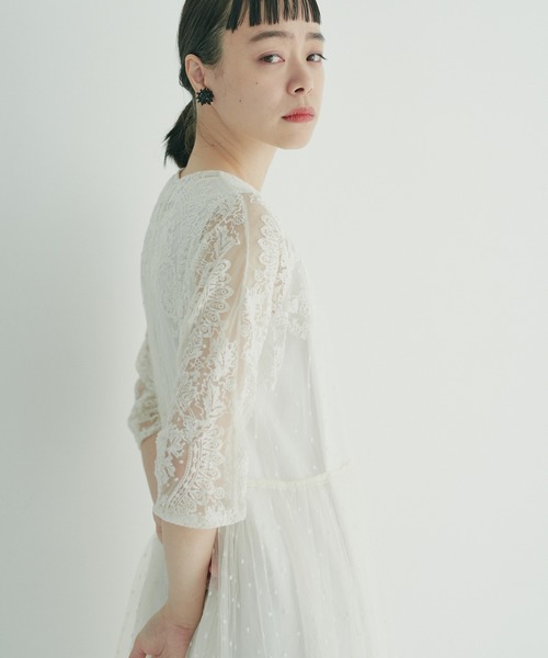 【pual ce cin】新品【Kanocoさん】タイル調レース前開きワンピース PUAL CE CIN（ピュアルセシン）の「【Kanocoさん着用】チュール