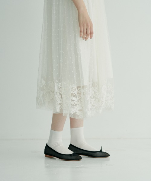【pual ce cin】新品【Kanocoさん】タイル調レース前開きワンピース PUAL CE CIN（ピュアルセシン）の「【Kanocoさん着用】チュール