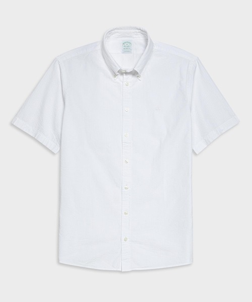 カジュアルシャツ ガーメントダイ Brooks Brooks コットンシアサッカー Brothers ブルックスブラザーズ のファッション Gf Fit シャツ ブラウス トップス Milano ショートスリーブ