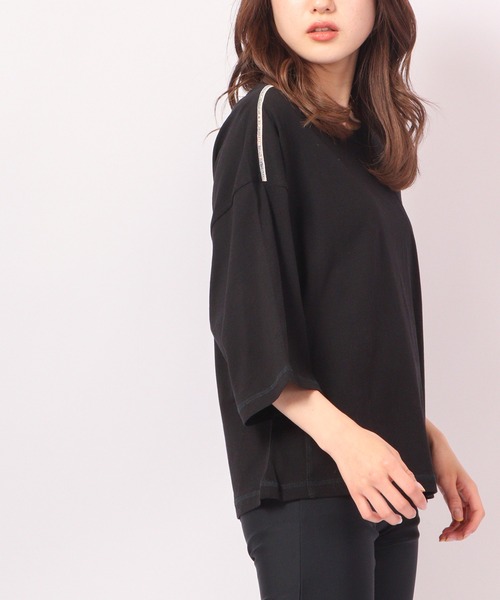 DIMENSIONE danza（ディメンシオーネ ダンツァ）の「ショルダーストーン五分袖カットソー（Tシャツ/カットソー・レディース・ホワイト/ブラック・SMALL/MEDIUM/X-SMALL）」の7枚目の写真