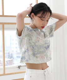 ユニーク タイダイ柄 コットンTシャツ