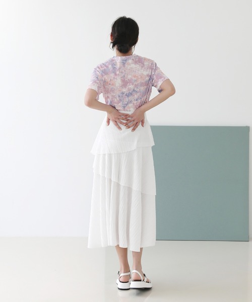 by muni:r(バイ ムニール)の「ユニーク タイダイ柄 コットンTシャツ(Tシャツ/カットソー・レディース・ミント/ピンク/ブルー・FREE)」の16枚目の写真