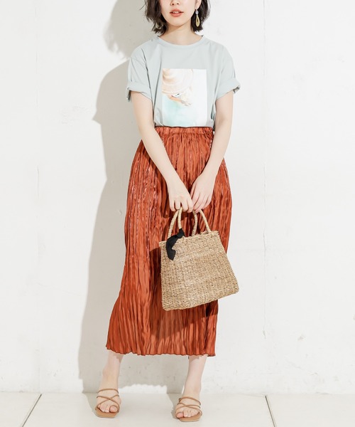 natural couture（ナチュラルクチュール）の「キラキラワッシャーナロースカート（スカート・レディース・ブラウン/ライトベージュ/オレンジ・FREE）」の6枚目の写真