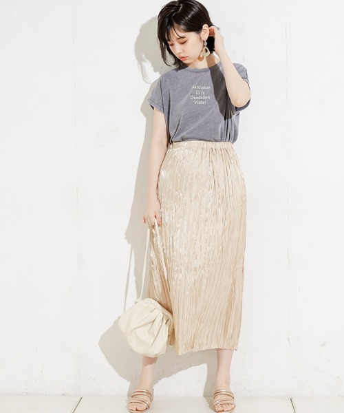 natural couture（ナチュラルクチュール）の「キラキラワッシャーナロースカート（スカート・レディース・ブラウン/ライトベージュ/オレンジ・FREE）」の7枚目の写真