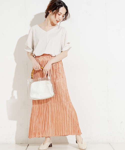 natural couture（ナチュラルクチュール）の「キラキラワッシャーナロースカート（スカート・レディース・ブラウン/ライトベージュ/オレンジ・FREE）」の11枚目の写真