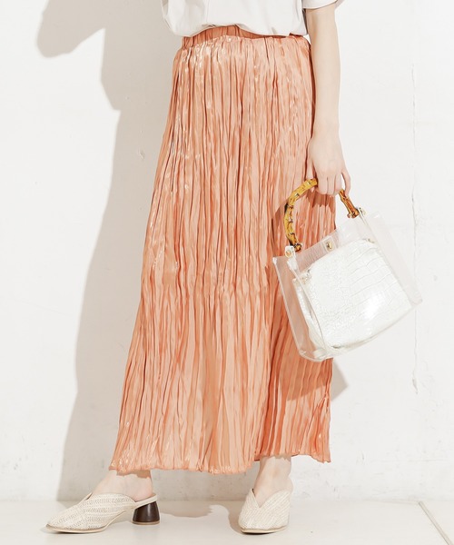 natural couture（ナチュラルクチュール）の「キラキラワッシャーナロースカート（スカート・レディース・ブラウン/ライトベージュ/オレンジ・FREE）」の10枚目の写真