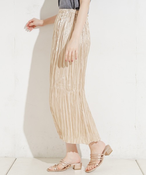 natural couture（ナチュラルクチュール）の「キラキラワッシャーナロースカート（スカート・レディース・ブラウン/ライトベージュ/オレンジ・FREE）」の14枚目の写真