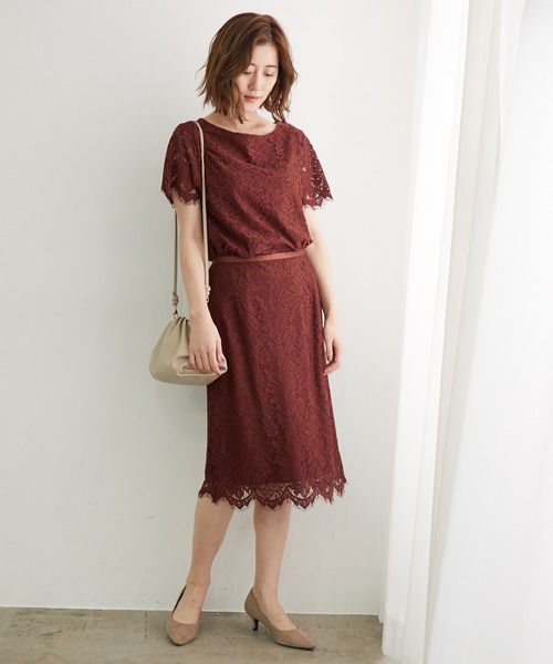 ROPE' PICNIC(ロペピクニック)の「リーフレーススカート(スカート・レディース・ブラック/オフホワイト/グリーン系その他/レンガ・40/38)」の14枚目の写真