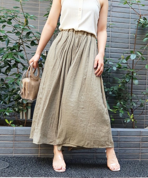 Riberry（リベリー）の「スラブ楊柳ガウチョパンツ（その他パンツ・レディース・ブラック/ベージュ/アイボリー/ライトカーキ・MEDIUM/LARGE）」の4枚目の写真