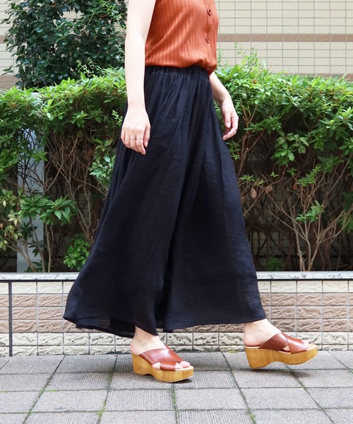 Riberry（リベリー）の「スラブ楊柳ガウチョパンツ（その他パンツ・レディース・ブラック/ベージュ/アイボリー/ライトカーキ・MEDIUM/LARGE）」の3枚目の写真