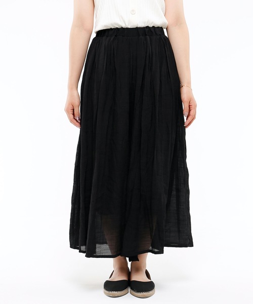 Riberry（リベリー）の「スラブ楊柳ガウチョパンツ（その他パンツ・レディース・ブラック/ベージュ/アイボリー/ライトカーキ・MEDIUM/LARGE）」の5枚目の写真