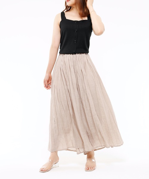 Riberry（リベリー）の「スラブ楊柳ガウチョパンツ（その他パンツ・レディース・ブラック/ベージュ/アイボリー/ライトカーキ・MEDIUM/LARGE）」の9枚目の写真