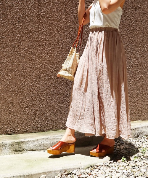 Riberry（リベリー）の「スラブ楊柳ガウチョパンツ（その他パンツ・レディース・ブラック/ベージュ/アイボリー/ライトカーキ・MEDIUM/LARGE）」の14枚目の写真