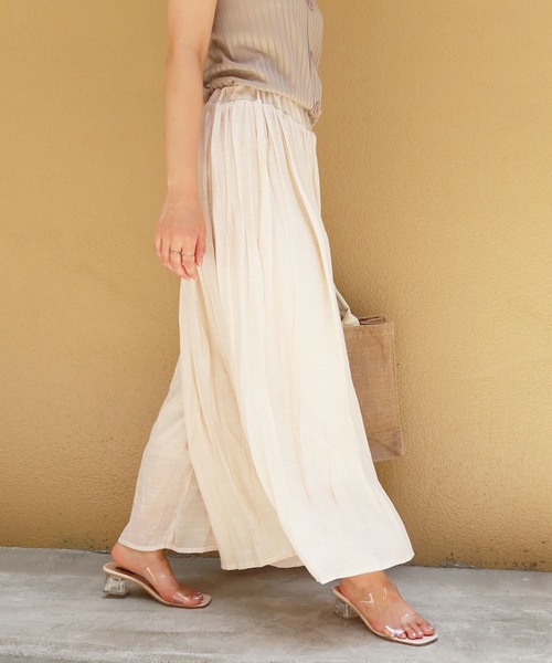 Riberry（リベリー）の「スラブ楊柳ガウチョパンツ（その他パンツ・レディース・ブラック/ベージュ/アイボリー/ライトカーキ・MEDIUM/LARGE）」の12枚目の写真