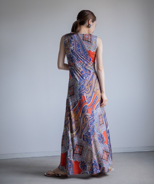 miniyu（ミニュウ）の「《WEB限定》エスニック柄・マキシワンピース（ワンピース・レディース・オレンジ・FREE）」の4枚目の写真