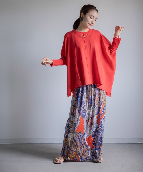 miniyu（ミニュウ）の「《WEB限定》エスニック柄・マキシワンピース（ワンピース・レディース・オレンジ・FREE）」の6枚目の写真