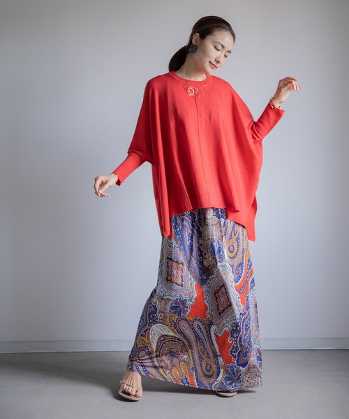 miniyu（ミニュウ）の「《WEB限定》エスニック柄・マキシワンピース（ワンピース・レディース・オレンジ・FREE）」の7枚目の写真