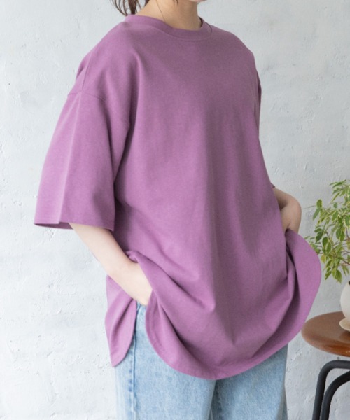 Mysa&Liina（ミーサリーナ）の「USAコットンBIGＴ（Tシャツ/カットソー・レディース・チャコールグレー/ブラック/パープル/ブラウン/オフホワイト/ブルー/ミント/グレイッシュベージュ・M）」の8枚目の写真